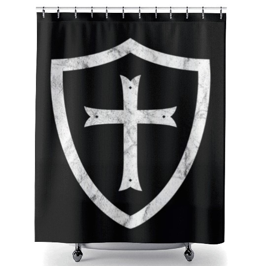 Knights Templar Cross And Shield Crusader History Shower Curtains