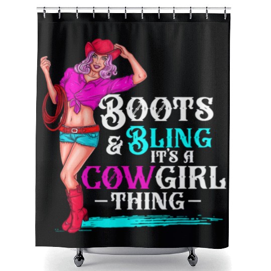 Cow Boots And Bling It'S Cow Things Western Cory Shower Curtains