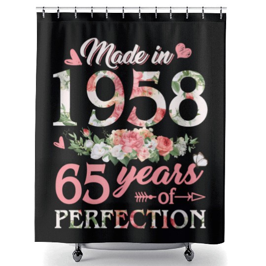 Made In 1958 Floral 65 65Th Shower Curtains