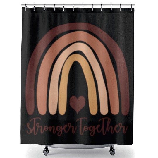 Stronger Together in Tone Rainbow Heart Shower Curtains