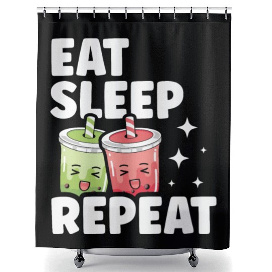 Eat Sleep Boba Tea Repeat Bubble Tea Lover Drinker Shower Curtains