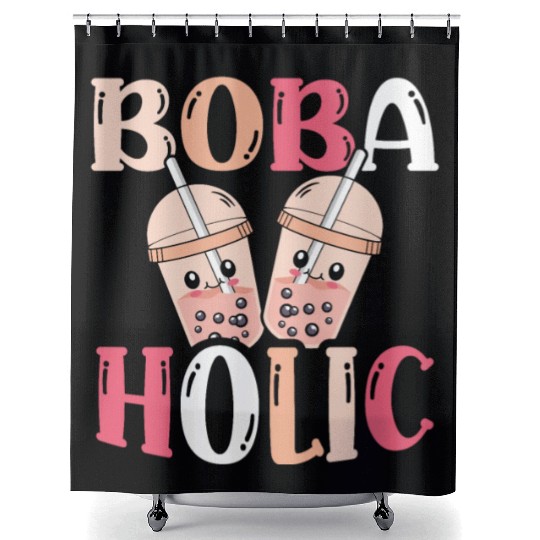 Bobaholic Bubble Tea Lover Boba Tea Drinker Korean Shower Curtains