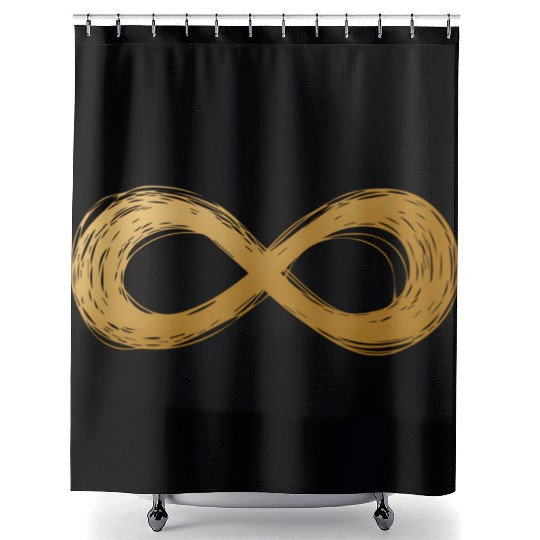 Golden Infinity Neurodiversity Symbol Autism Aware Shower Curtains