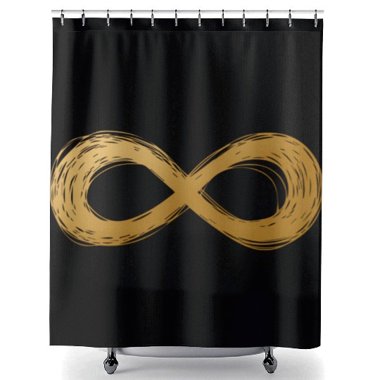 Golden Infinity Neurodiversity Symbol Autism Aware Shower Curtains