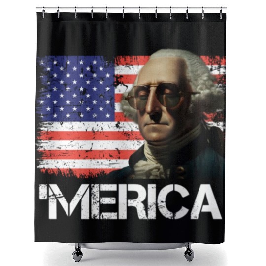 Merica George Washington Independence Day USA Shower Curtains