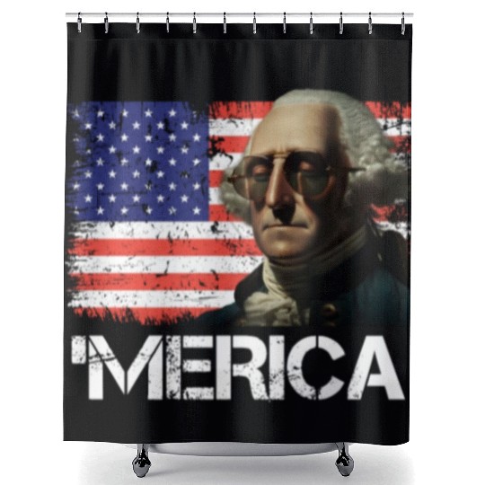 Merica George Washington Independence Day USA Shower Curtains