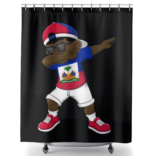 Dabbing Haitian Haiti Flag Dab Dance Shower Curtains