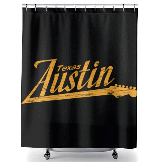 Austin Texas Guitar Neck Shower Curtains