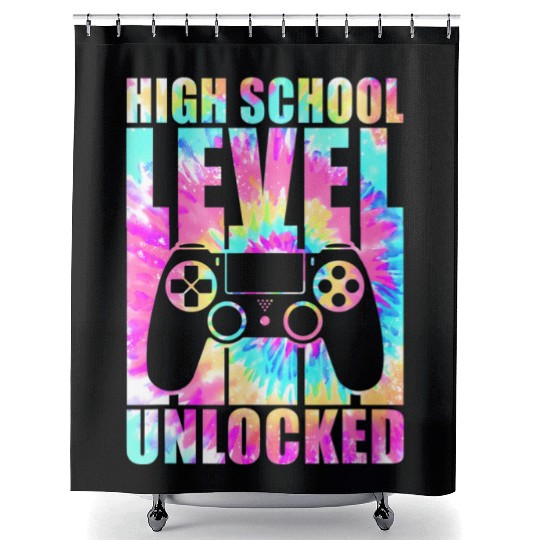 High School Level Unlocked Tie Dye Back To School Shower Curtains