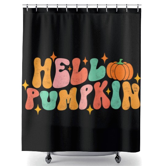 Hello Pumpkin Autumn Leaves Fall Thanksgiving Shower Curtains