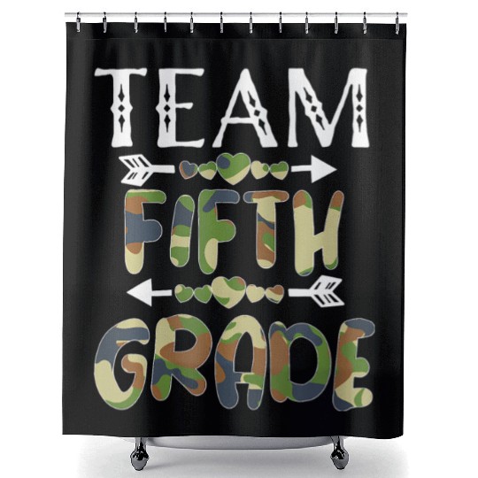 Team 5th Fifth Grade Camo Teacher Student Back To Shower Curtains