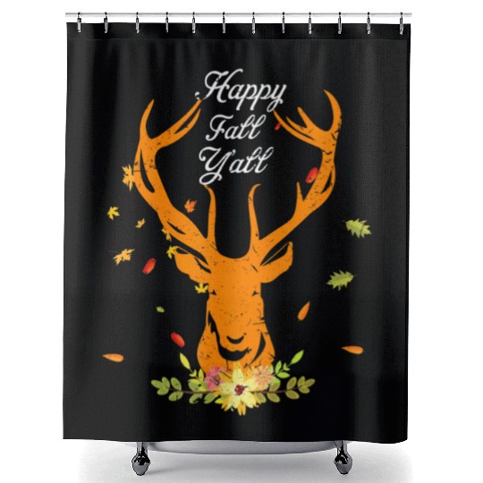 Hy Deer Fall Happy Fall Yall Autumn Leaves Shower Curtains