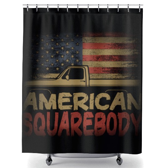 American Flag Square Body American Squarebody Truc Shower Curtains