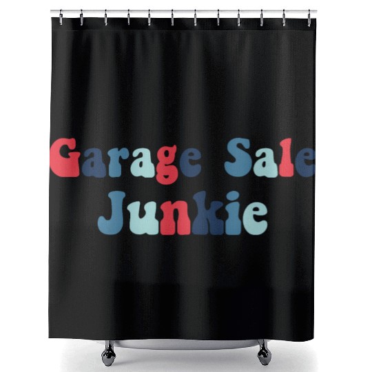 Garage Sale Junkie red blue Shower Curtains