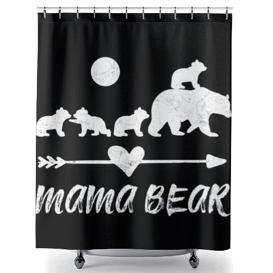 Mama Bear Shower Curtains With Four Bear Cubs
