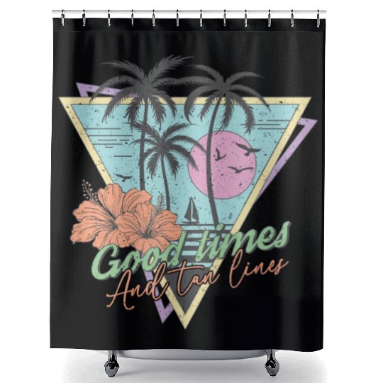 good time and tan lines Shower Curtains