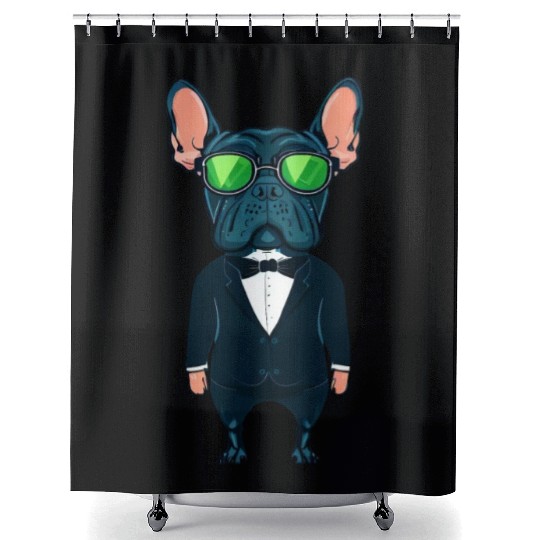 Frenchie The Gangster Shower Curtains