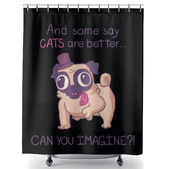 Pug With Hat Shower Curtains