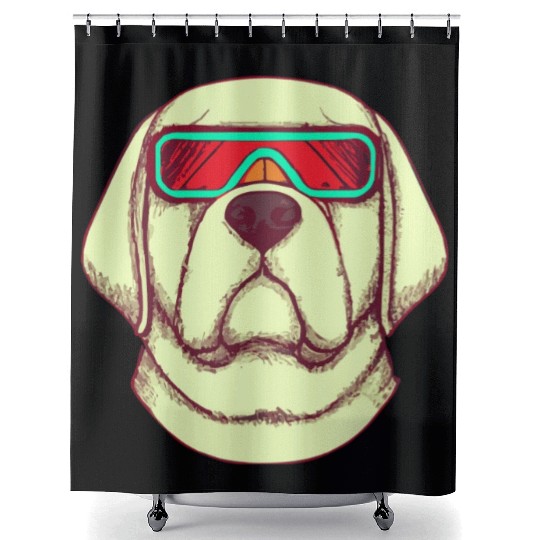 Retrofuturism Labrador Dog Lover Retriever Shower Curtains