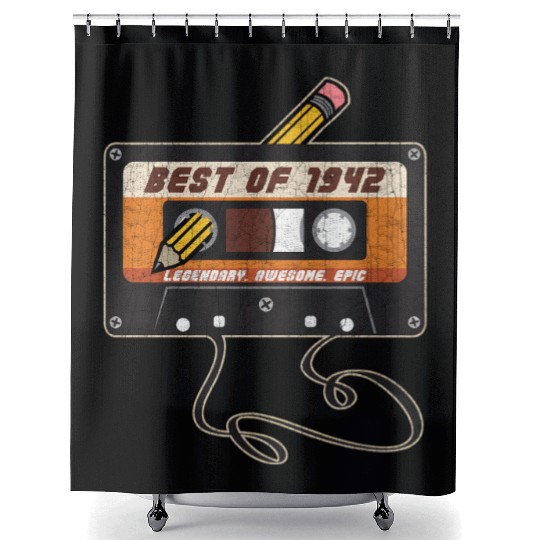 Best Of 1942 Vintage Edition Cassette Tape Shower Curtains