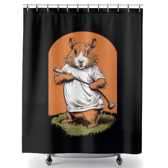 Golfer Guinea Pig Golf Club Golfing Golf Player Shower Curtains
