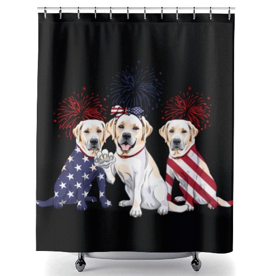 Labrador Retriever Us Flag 4Th Of July Independenc Shower Curtains