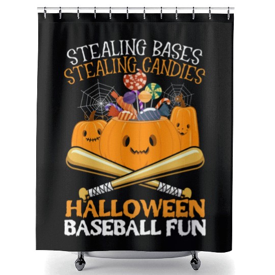 Baseball Halloween Trick Or Treat Baseball Player Shower Curtains