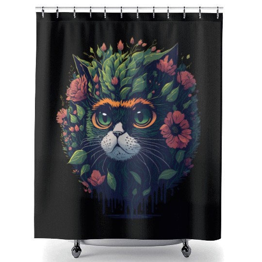 Floral Whiskers | Cat Earth Floral Design Shower Curtains