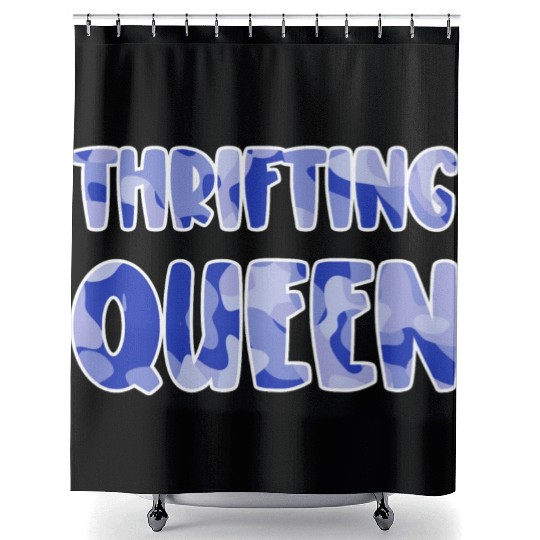 Thrifting Queen blue camo Shower Curtains