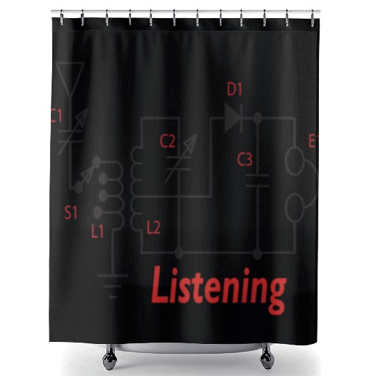 Crystal Radio Design Listening Shower Curtains