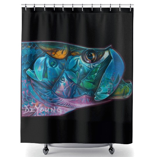 Tarpon Kaleidoscope Saltwater Fly Fishing Shower Curtains