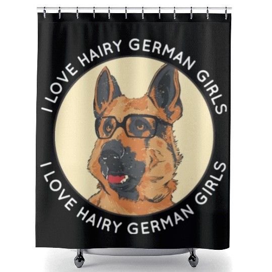 Funny German Shepherd Dog Dad Mom I Love Hairy Shower Curtains