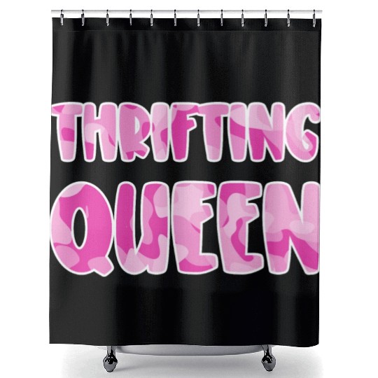 Thrifting Queen pink camo Shower Curtains
