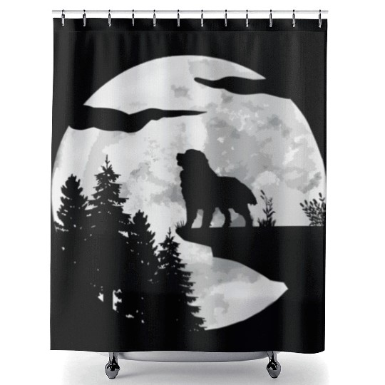 Dog Owner Full Moon At Night Pet Bernese Mountain Shower Curtains