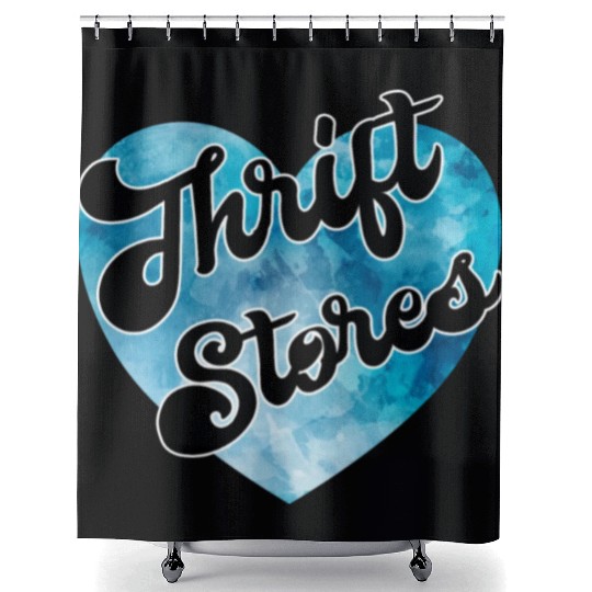 Thrift Stores blue watercolor heart Shower Curtains
