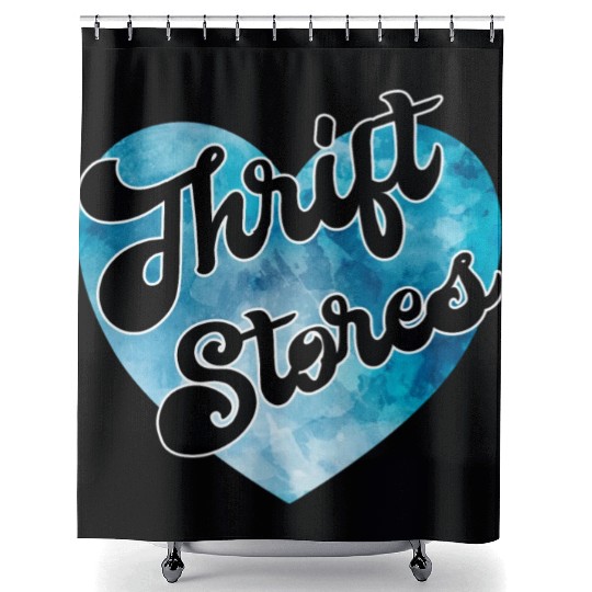 Thrift Stores blue watercolor heart Shower Curtains