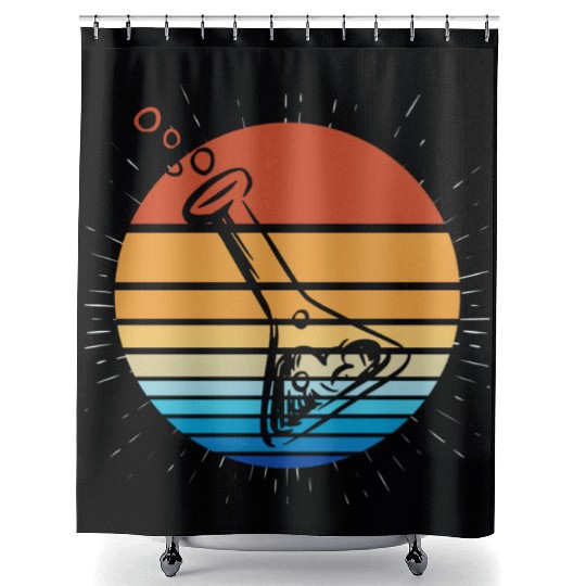 Science Chemist Chemistry Sunset Laboratory Flask Shower Curtains