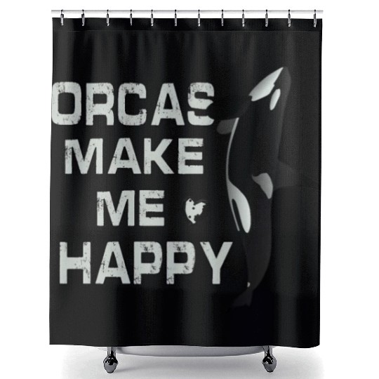 Orcas Make Me Happy Killer Whale Shower Curtains