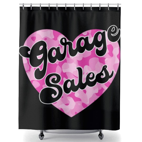 Garage Sales pink camo heart Shower Curtains