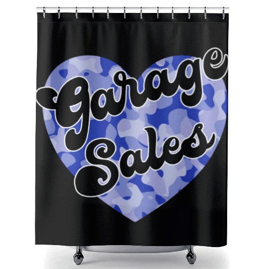 Garage Sales blue camo heart Shower Curtains