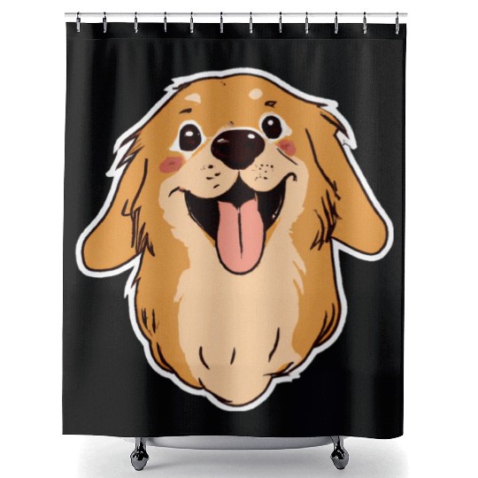 Happy Golden Retriever Dog Lover Puppy Retro Shower Curtains