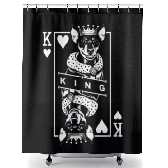 Miniaturecher King Of Hearts Dog Card Pop Shower Curtains