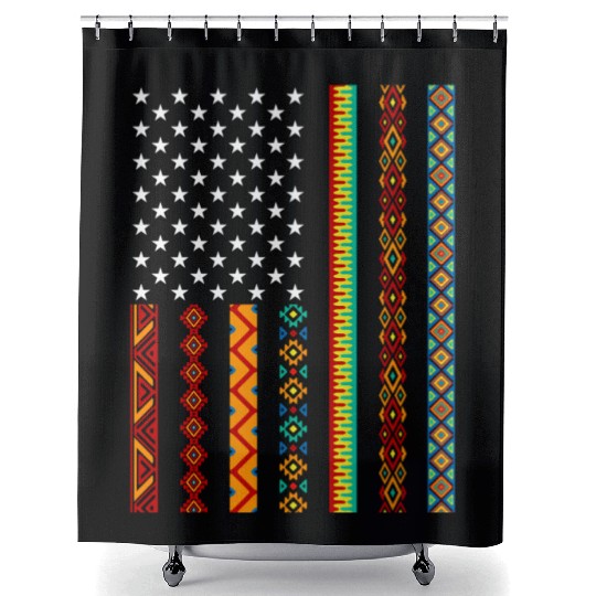 African Kente Cloths American Flag Shower Curtains