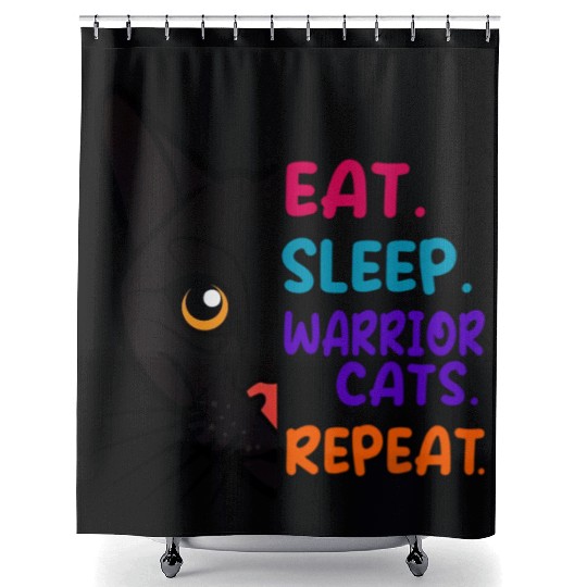 Eat Sleep Cat Warrior Repeat Cat Warrior Love Cats Shower Curtains