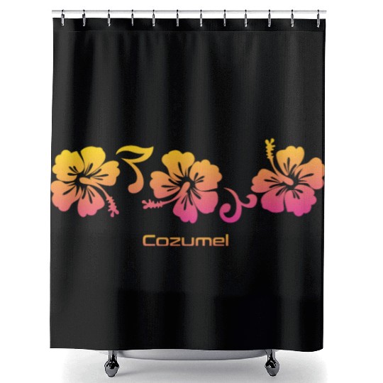 Cozumel Mexico Hibiscus Souvenir Vacation Shower Curtains