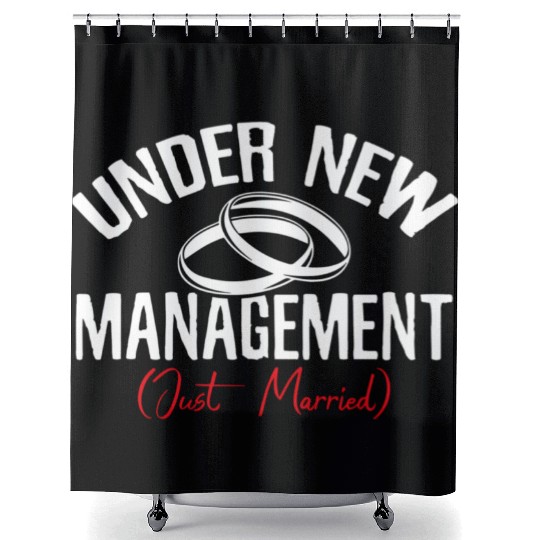Under Newagement Just Married Groom Bride Wedding Shower Curtains
