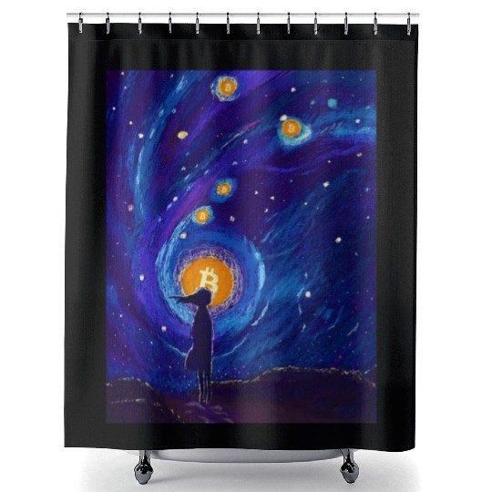 Bitcoin Coin-Crypto GIRL-SPACE Shower Curtains