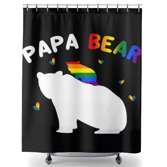 Rainbow LGBT Papa-Bear Gay Pride Equal Rights Shower Curtains