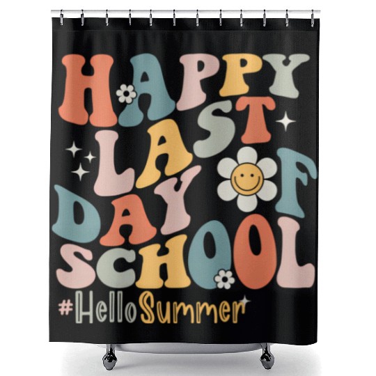 Groovy Happy Last Day Of School Teacher Student Shower Curtains