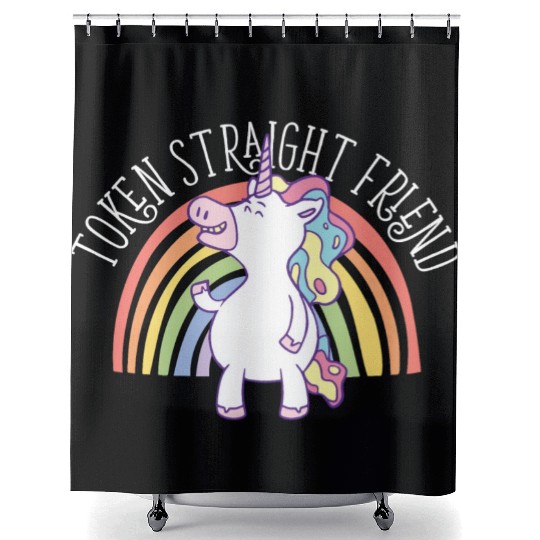 Token Straight Friend LGBTQ Ally Gay Pride Shower Curtains